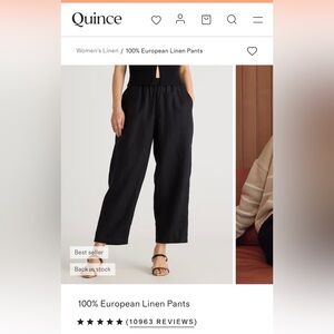 Quince Black 100% European Linen Pants